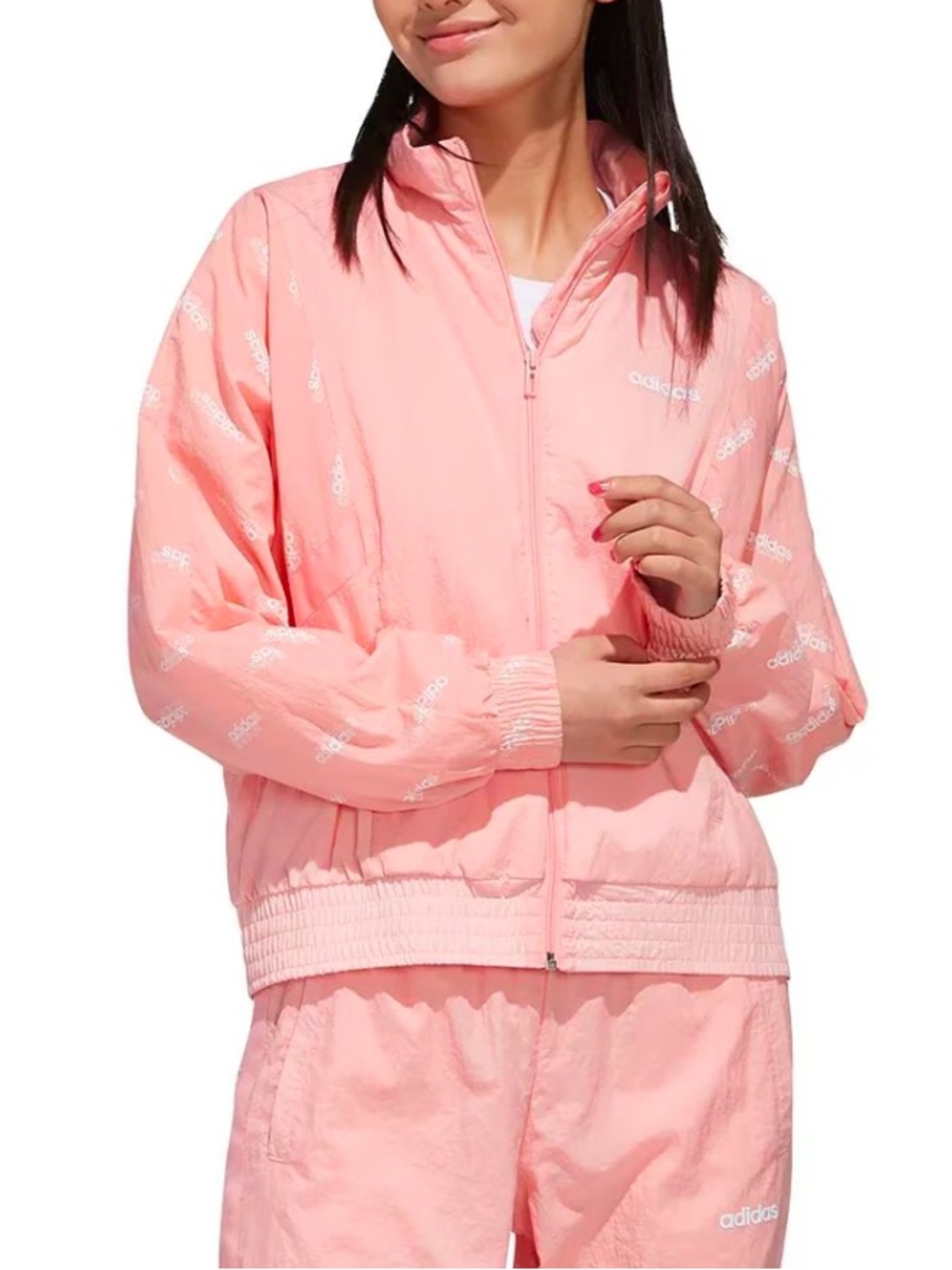 Women’s Adidas Favourites Woven All Over Print Sport Jacket Windbreaker size L